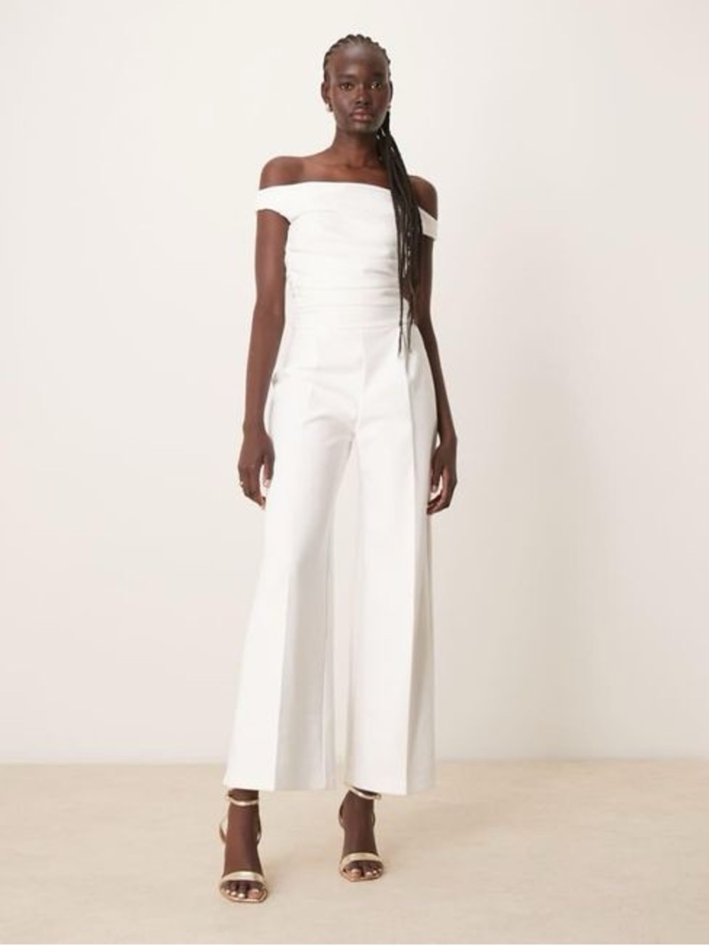 Abercrombie & Fitch Off-the-Shoulder White Wide-Leg Jumpsuit!!!!
